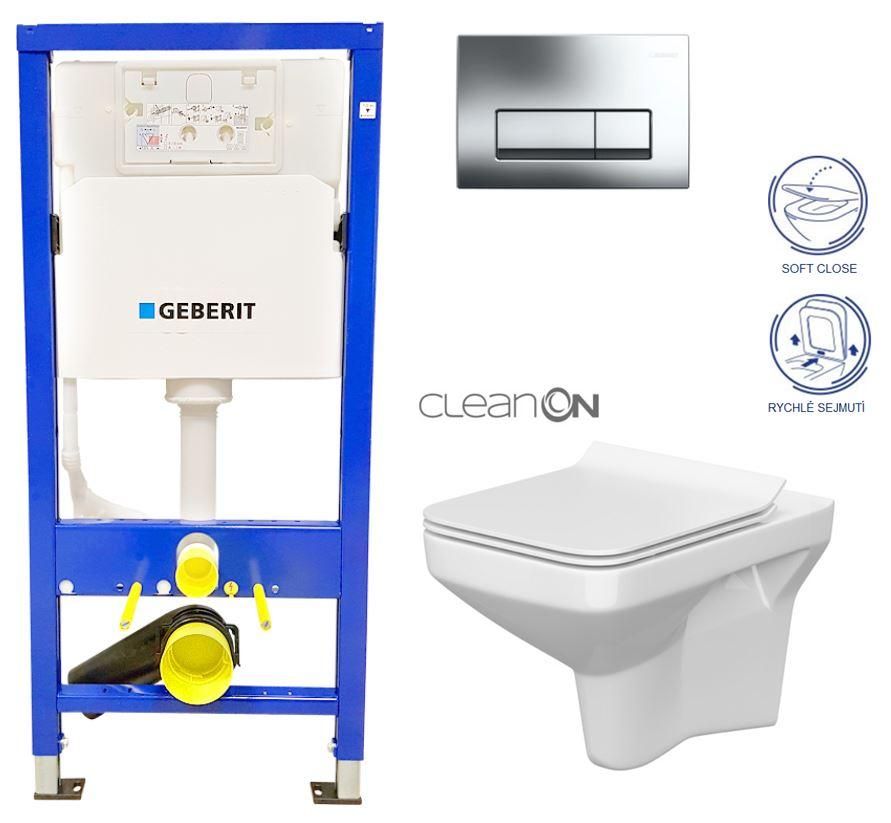 GEBERIT DuofixBasic s chrómovým tlačidlom DELTA51 + WC CERSANIT CLEANON COMO + SEDADLO 458.103.00.1 CO1