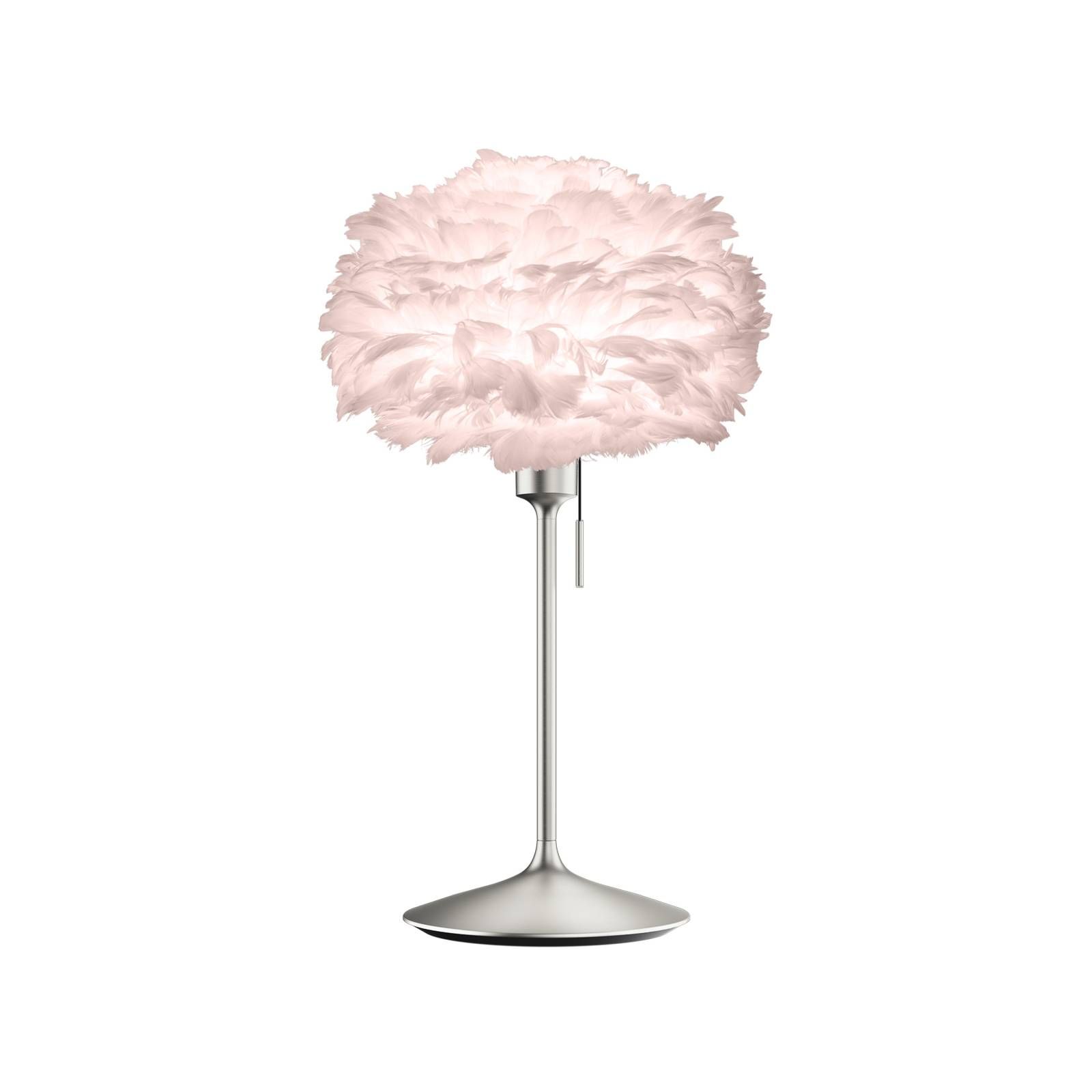 UMAGE Eos mini stolová lampa ružová/brúsená oceľ, Obývacia izba / jedáleň, husacie perie, oceľ, lepenka, E27, 15W, K: 62cm