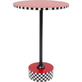 KARE Design Odkládací stolek Domero Checkers - červený, Ø40cm