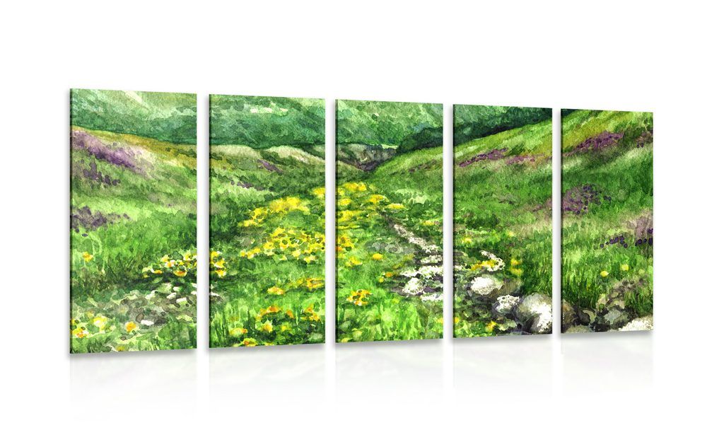 5-dielny obraz zelené údolie - 200x100