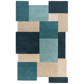 Flair Rugs koberce Ručne všívaný kusový koberec Abstract Collage Teal - 120x180 cm