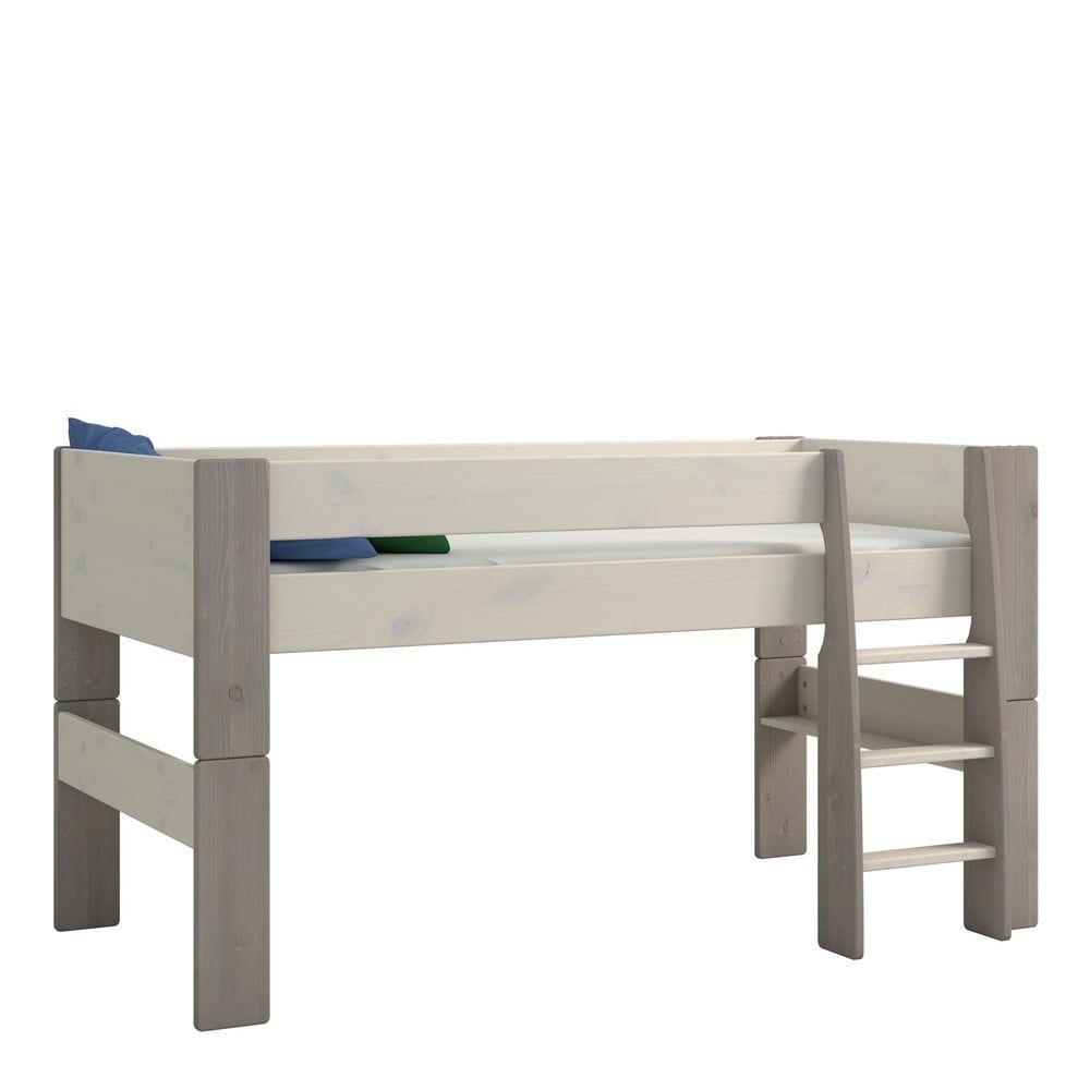 Bielo-sivá vyvýšená detská posteľ z borovicového dreva 90x200 cm Steens for Kids - Tvilum
