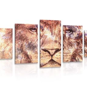5-dielny obraz tvár leva