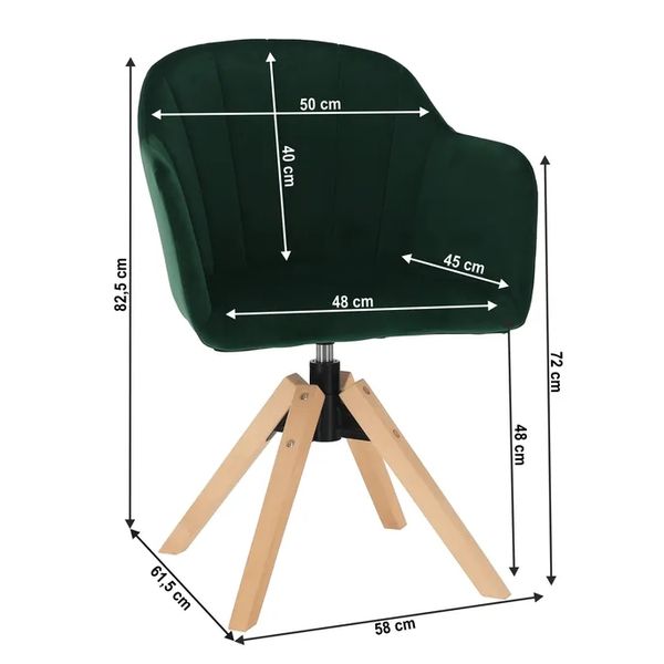 Dizajnové otočné kreslo Dalio - smaragdová / buk