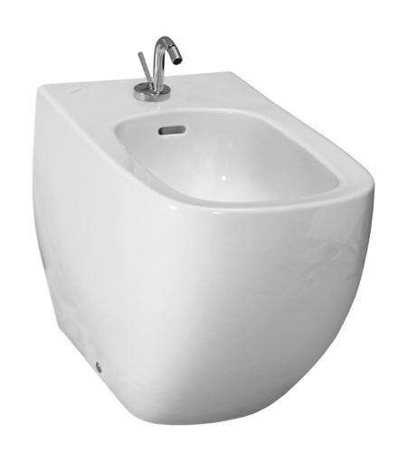 Laufen Palomba Collection - Stojací bidet, 360 mm x 560 mm biela – s 1 otvorom na batériu uprostred, 2 bočné otvory na vodovodnú prípojku, s LCC H8328014003041