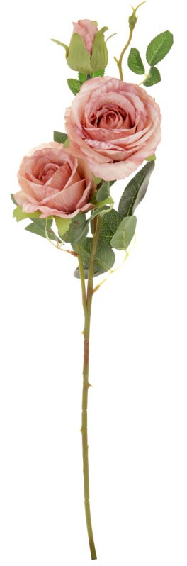 Umelý kvet Ruža s púčikom 65 cm, ružová