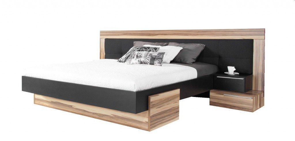 Manželská posteľ reno 160x200cm - orech baltimore / čierny lux