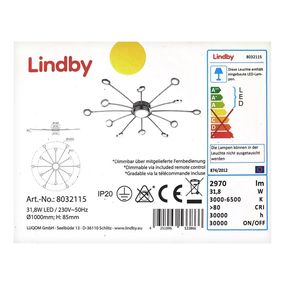 Lindby - LED Stmievateľný luster MERU 1xLED/6,6W/230V + 12xLED/2,1W/230V + DO