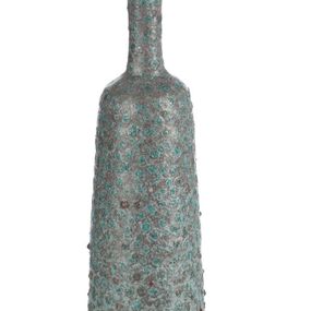 Tyrkysovo - šedá terakotová váza Relief - Ø 9 * 33 cm