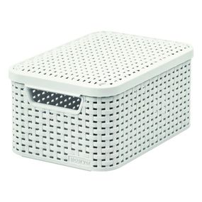 Krémovobiely plastový úložný box s vekom Style – Curver