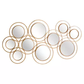 Estila Art-deco set kruhových závesných zrkadiel Redondel so zlatým kovovým rámom