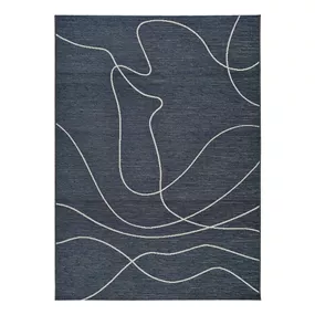 Tmavomodrý vonkajší koberec s prímesou bavlny Universal Doodle, 130 x 190 cm