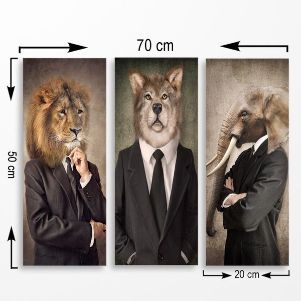 Súprava obrazov HUMAN ANIMALS 70 x 50 cm 3 kusy