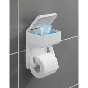 Biely držiak na toaletný papier s úložným priestorom Maximex Hold