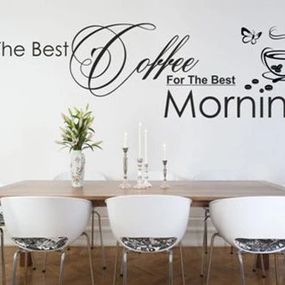 DomTextilu Nálepka na stenu s textom THE BEST COFFEE FOR THE BEST MORNINGS 100 x 200 cm