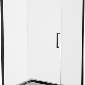 MEXEN/S - Omega sprchovací kút 100x90 cm, transparent, čierna + čierna vanička so sifónom 825-100-090-70-00-4070B