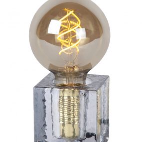 Lucide 20517/01/65 stolná lampička Gelka 1x40W | E27 - dymová šedá, sklo, vypínač na kábli
