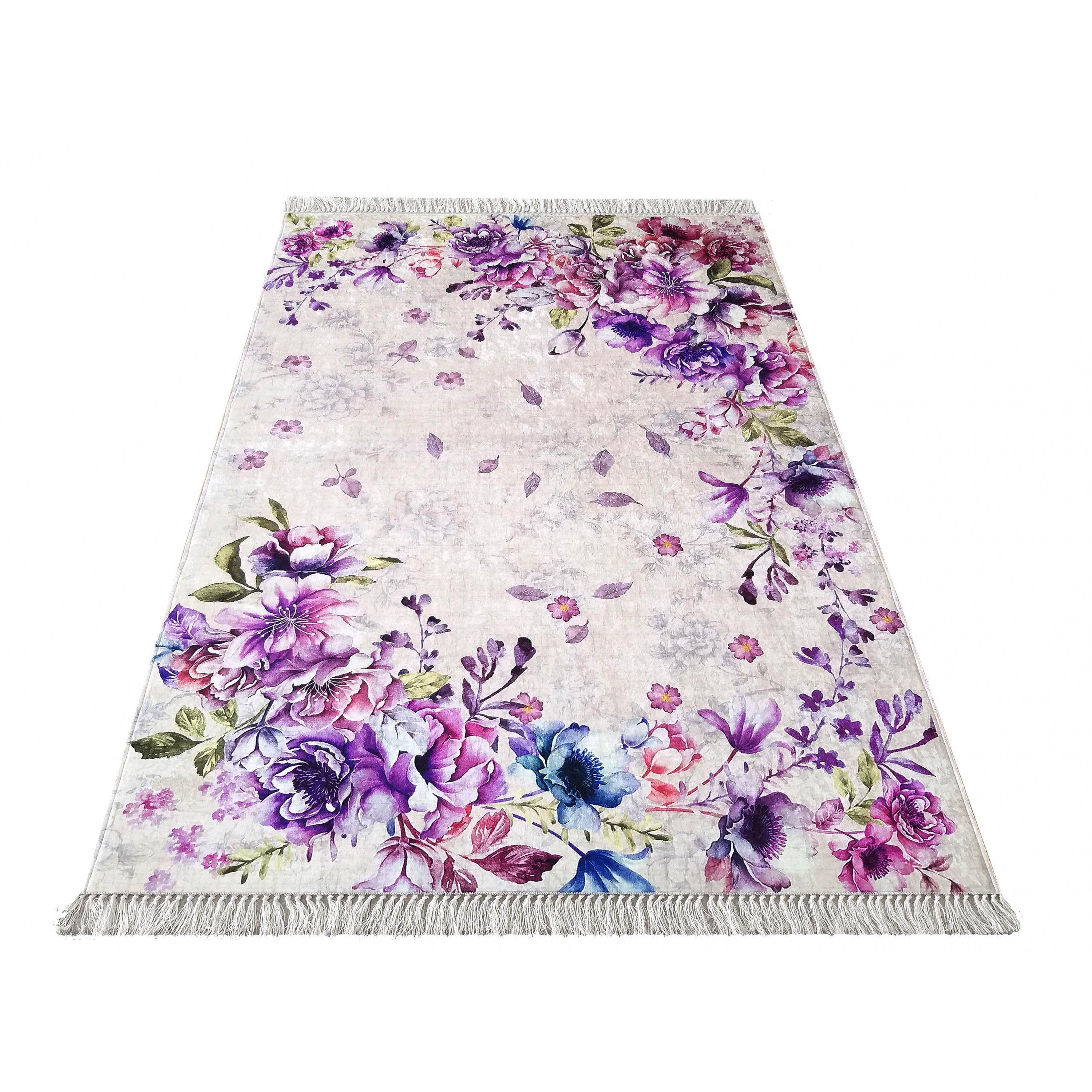 DomTextilu Kvetinový koberec v odtieňoch fialovej farby 19705-179588