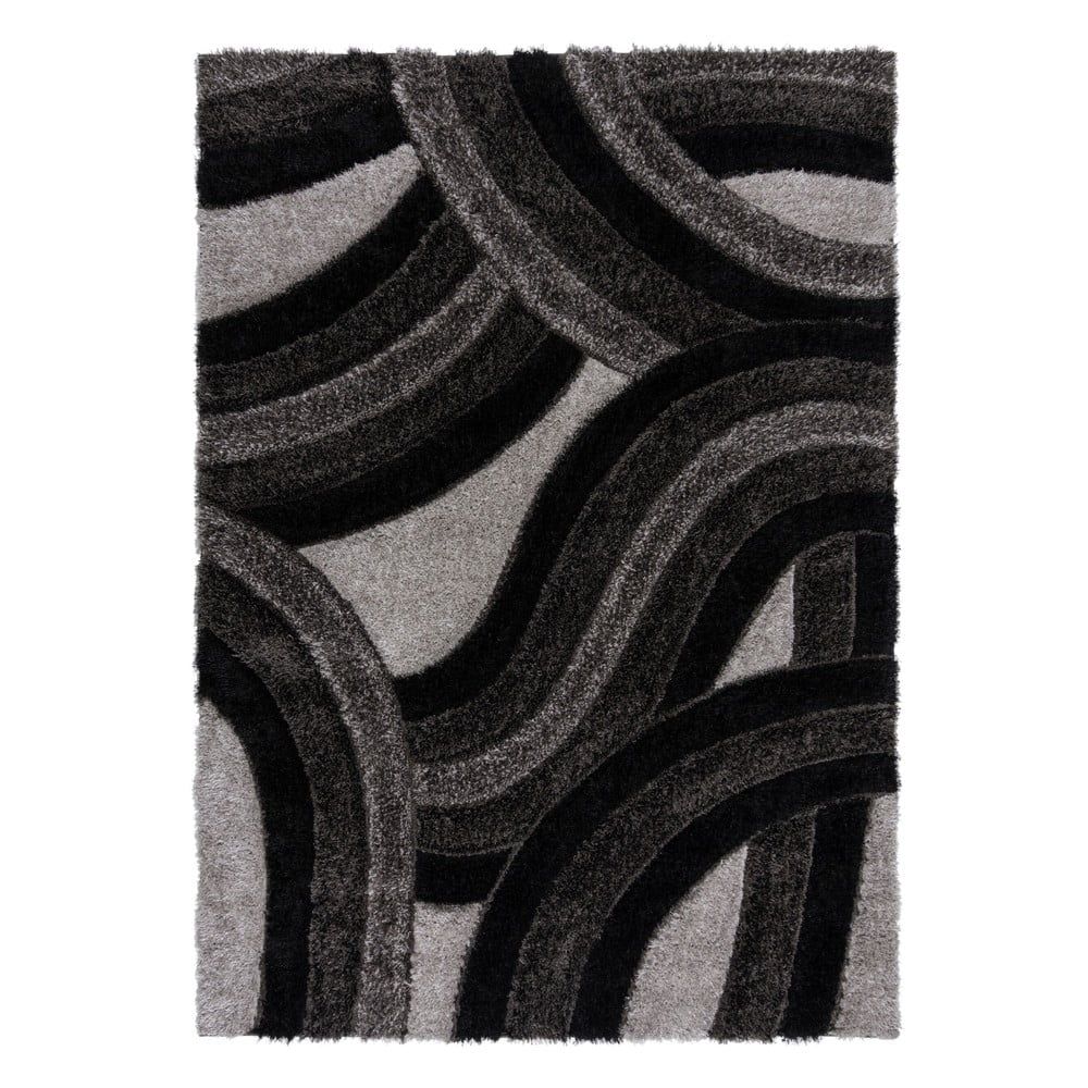 Čierno-sivý ručne tkaný koberec z recyklovaných vlákien 120x170 cm Velvet – Flair Rugs
