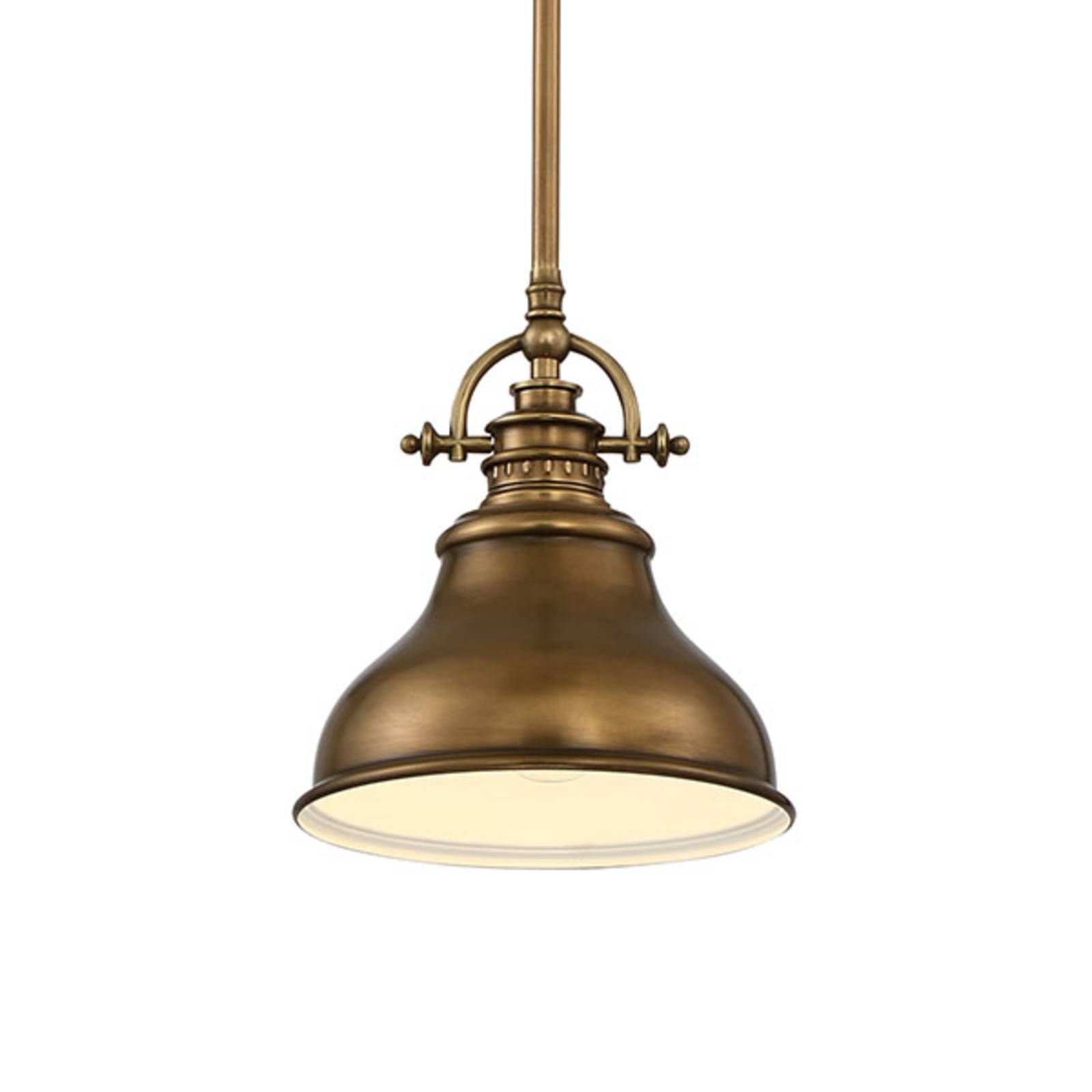 QUOIZEL Závesná lampa Emery 1-pl. mosadz Ø 20, 3 cm, Obývacia izba / jedáleň, kov, E27, 60W, K: 22.9cm