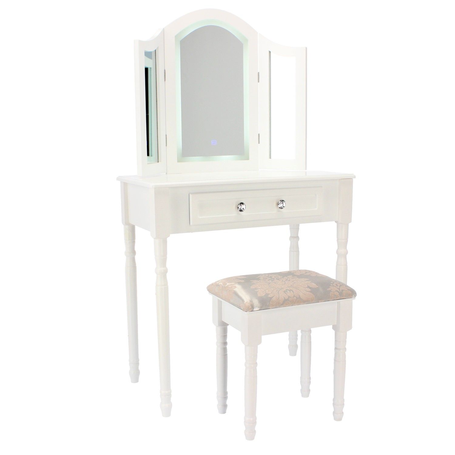 DomTextilu Luxusný toaletný stolík v bielej farbe s praktickým LED osvetlením 47145 Biela