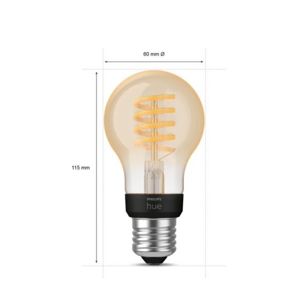 Philips Hue 8719514301429 LED filamentová žiarovka A60 1x7W | E27 | 550lm | 2200-4500K - White Ambience, stmievateľná, Bluetooth
