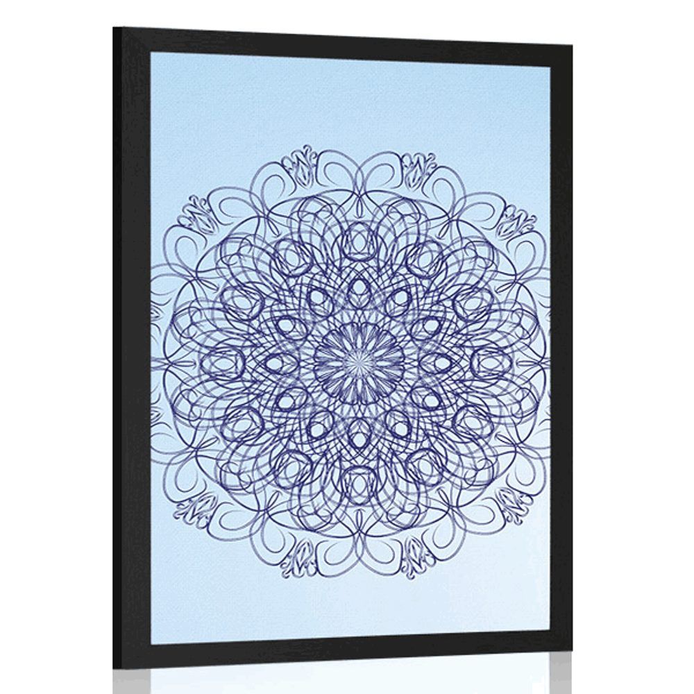 Plagát abstraktná kvetinová Mandala - 40x60 black