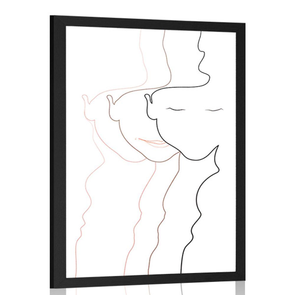 Plagát obrysy ženskej tváre - 40x60 black