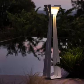 Les Jardins Solárne LED svetlo Osmoz z hliníka, 175 cm, biela, hliník, 3W, P: 31 cm, L: 28 cm, K: 175cm