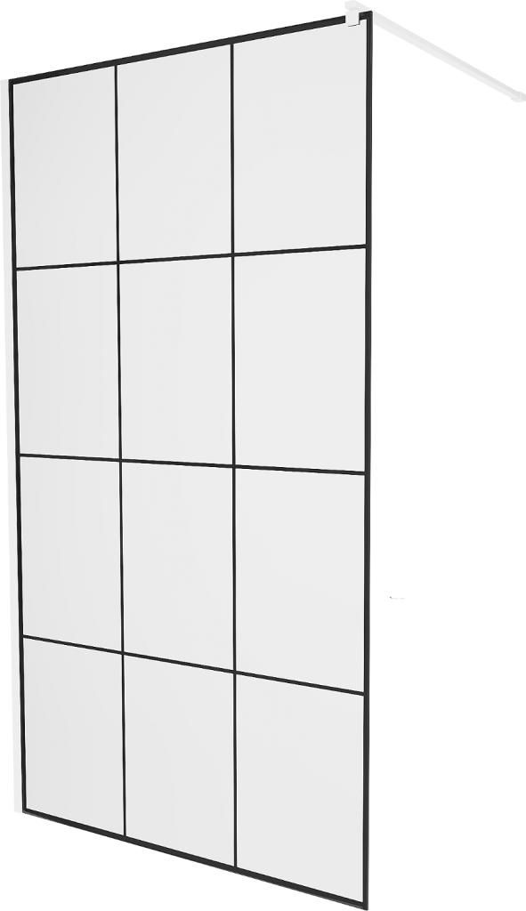 MEXEN/S - KIOTO Sprchová zástena WALK-IN 120 x 200 cm, transparent/čierny vzor 8 mm, biela 800-120-101-20-77