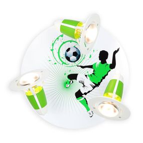 Elobra Stropné svietidlo Soccer, 3-plameňové zeleno-biele, Detská izba, drevo, E14, 40W, K: 20cm