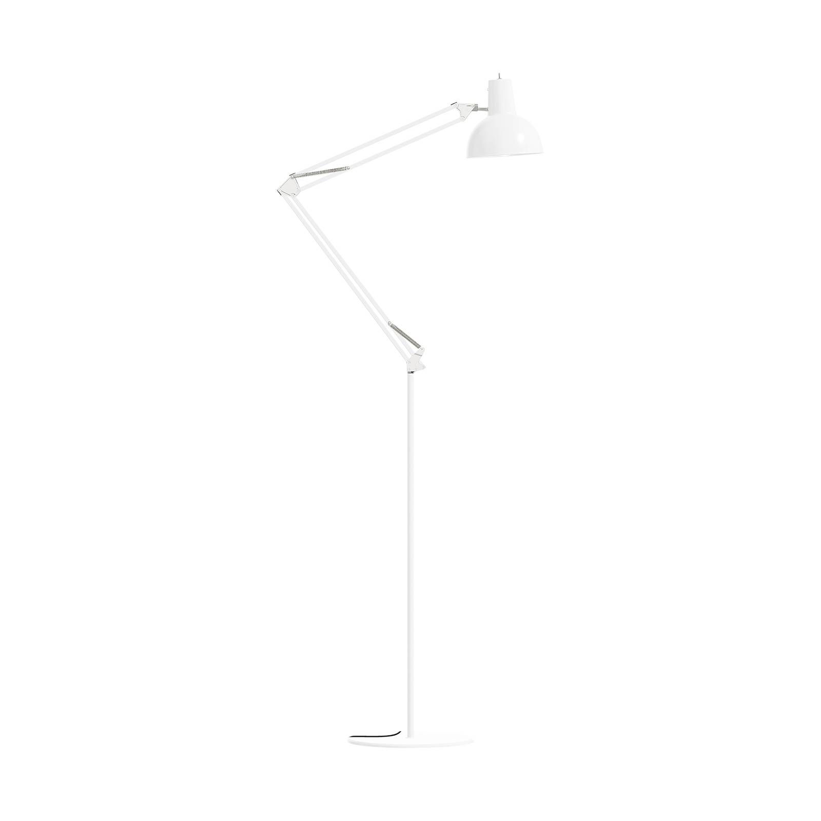 midgard pružinová stojaca lampa nastaviteľná biela, Obývacia izba / jedáleň, hliník, oceľ, textil, E27, 60W, L: 30 cm, K: 160cm