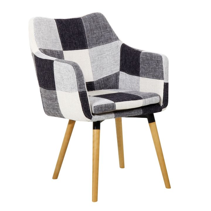 Jedálenská stolička Landor (čierno biely patchwork)
