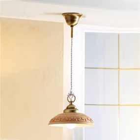 Ceramiche Závesná lampa GRECA MEDITERRANEO, Obývacia izba / jedáleň, keramika, kov, E27, 100W