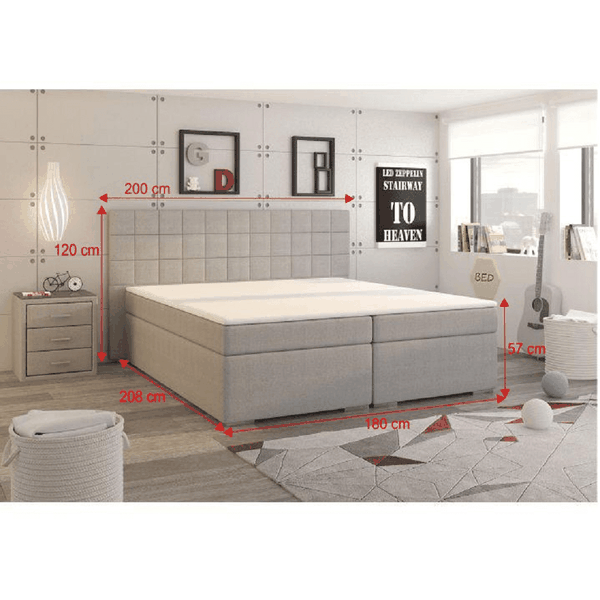 Boxspringová posteľ, 180x200, sivá, NAPOLI KOMFORT