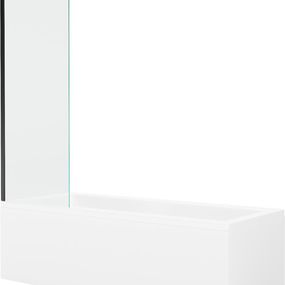 MEXEN/S - Cubik obdĺžniková vaňa 170 x 70 cm s panelom + vaňová zástena 60 cm, transparent, čierna 550317070X9506000070
