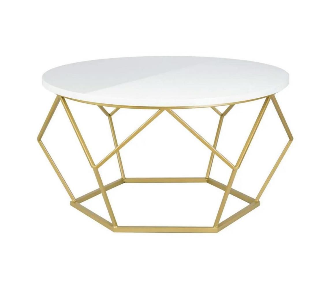 Konferenčný stolík DIAMOND 40x70 cm mosadz/biela