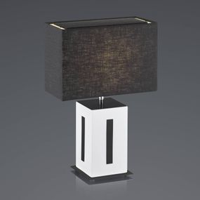 BANKAMP Karlo stolná lampa biela/čierna výška 47cm, Obývacia izba / jedáleň, keramika, ľan, kov, E27, 60W, L: 30 cm, K: 47cm