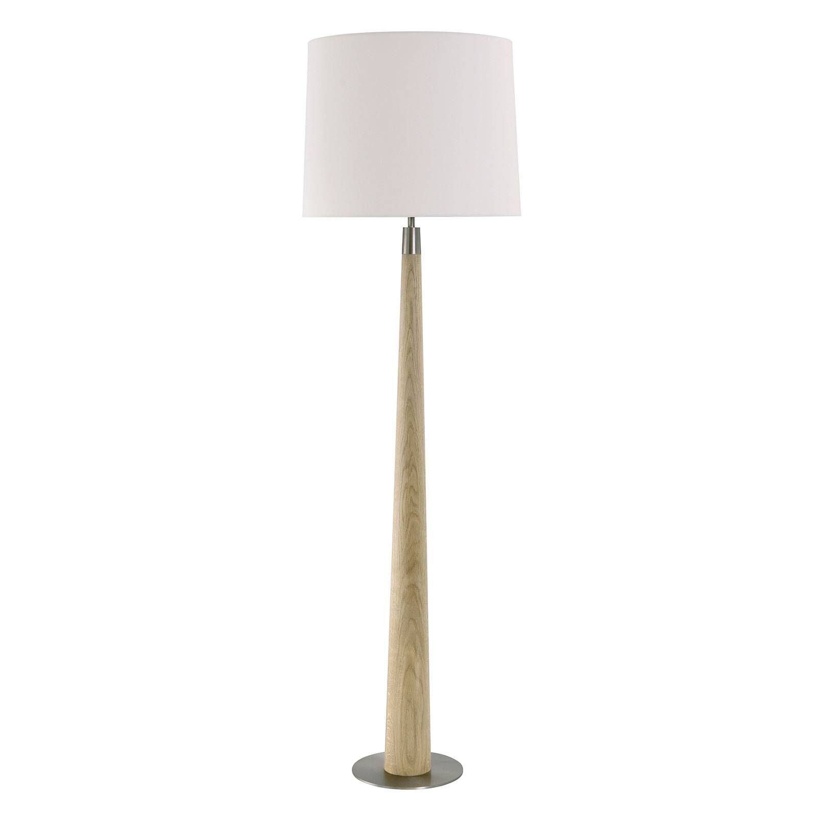 HerzBlut Conico, stojaca lampa biela, prírodný dub, Obývacia izba / jedáleň, drevo, bavlna, kov, E27, 60W, K: 167.5cm