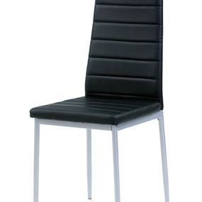 Autronic Jedálenská stolička, koženka čierna, sivý lak DCL-117 BK
