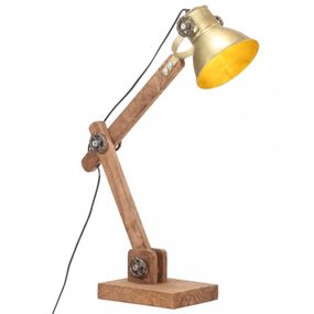 Stolná lampa kov / mangovníkové drevo Dekorhome Mosadz