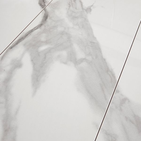 Autronic Jedálenský stôl 90+25x70 cm, keramická doska biely mramor, masív, sivý vysoký lesk - HT-400M WT