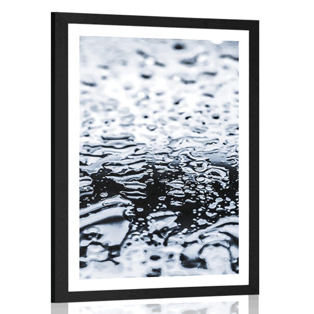 Plagát s paspartou textúra vody - 60x90 black