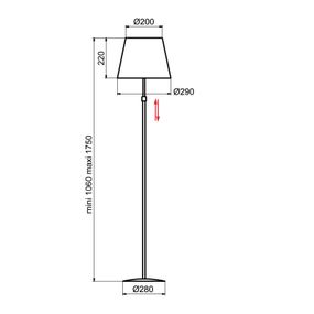 Aluminor Store stojaca lampa, biela/čierna, Obývacia izba / jedáleň, oceľ, látka, E27, 40W, K: 175cm