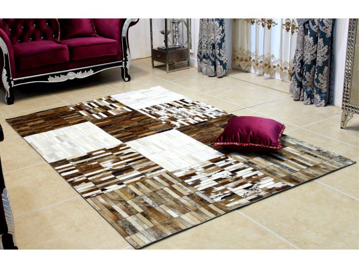 Kožený koberec Korlug TYP 04 (hovädzia koža + vzor patchwork)