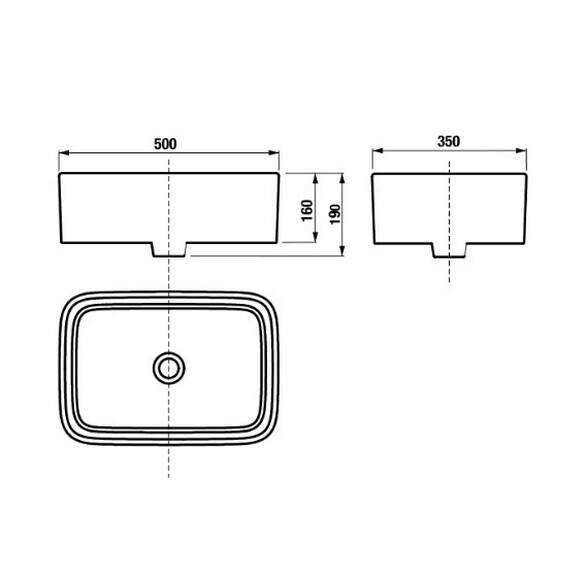 JIKA Cubito Pure -umyvadlová mísa obdélníková, 500x350x160mm, bílá H8184230001121