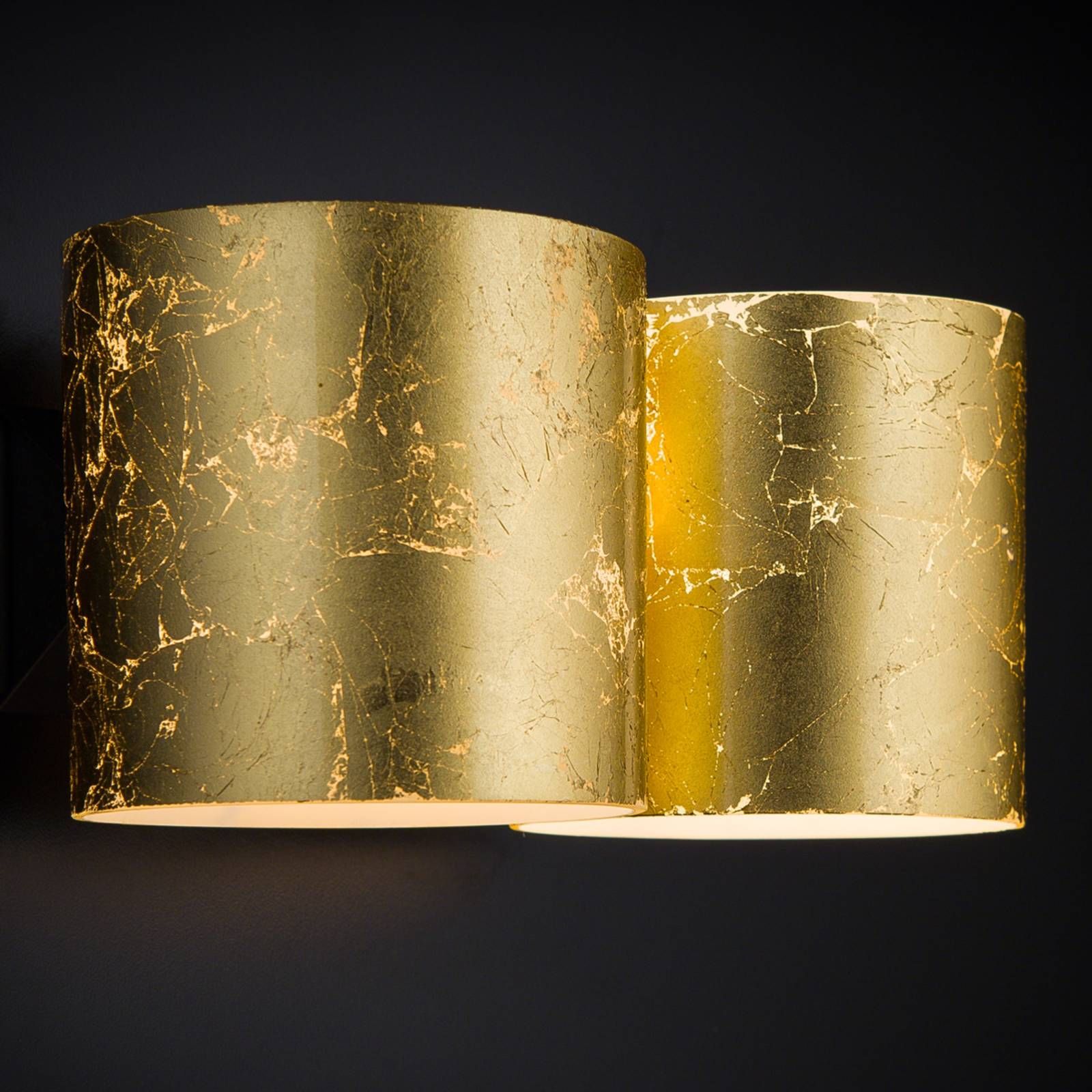 Metallux Dvoj-plameňové svietidlo Brick s lístkovým zlatom, Obývacia izba / jedáleň, sklo, lístkové zlato, G9, 40W, L: 22 cm, K: 10cm