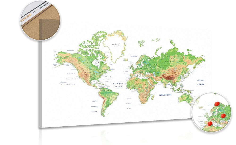 Obraz na korku klasická mapa sveta s bielym pozadím - 90x60  arrow