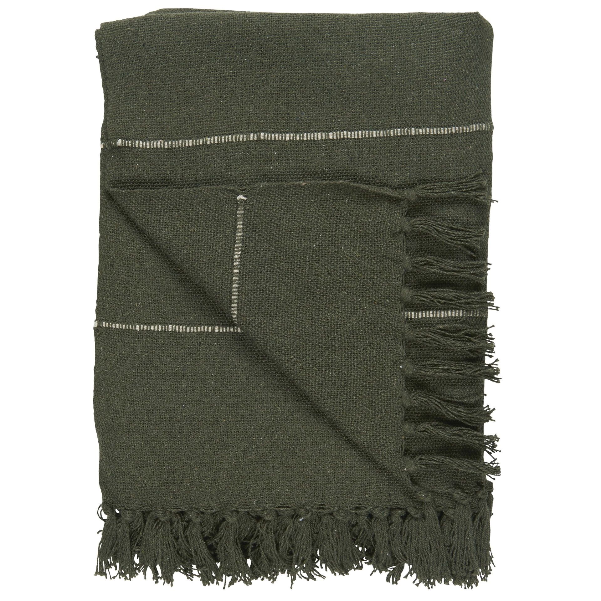 IB LAURSEN Bavlnený prehoz Olive/Cream Stripes 160x130 cm
