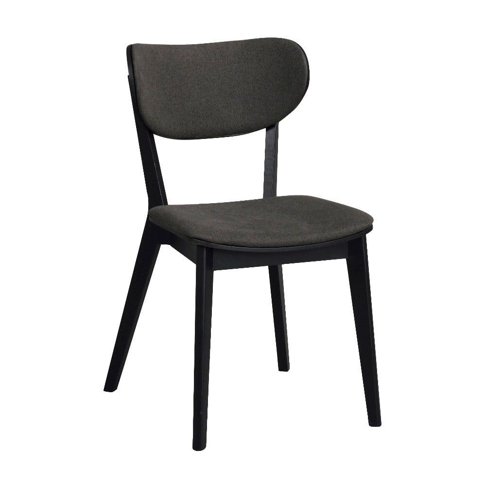 Čierna dubová jedálenská stolička s tmavosivým sedadlom Rowico Cato
